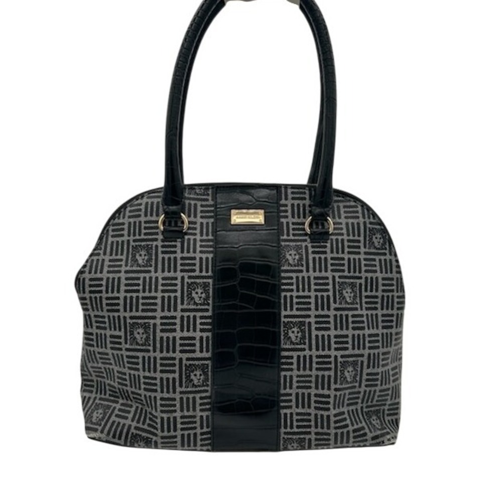 Y2K Anne Klein Dome Satchel Purse Top Handle Designer Logo Print Handbag